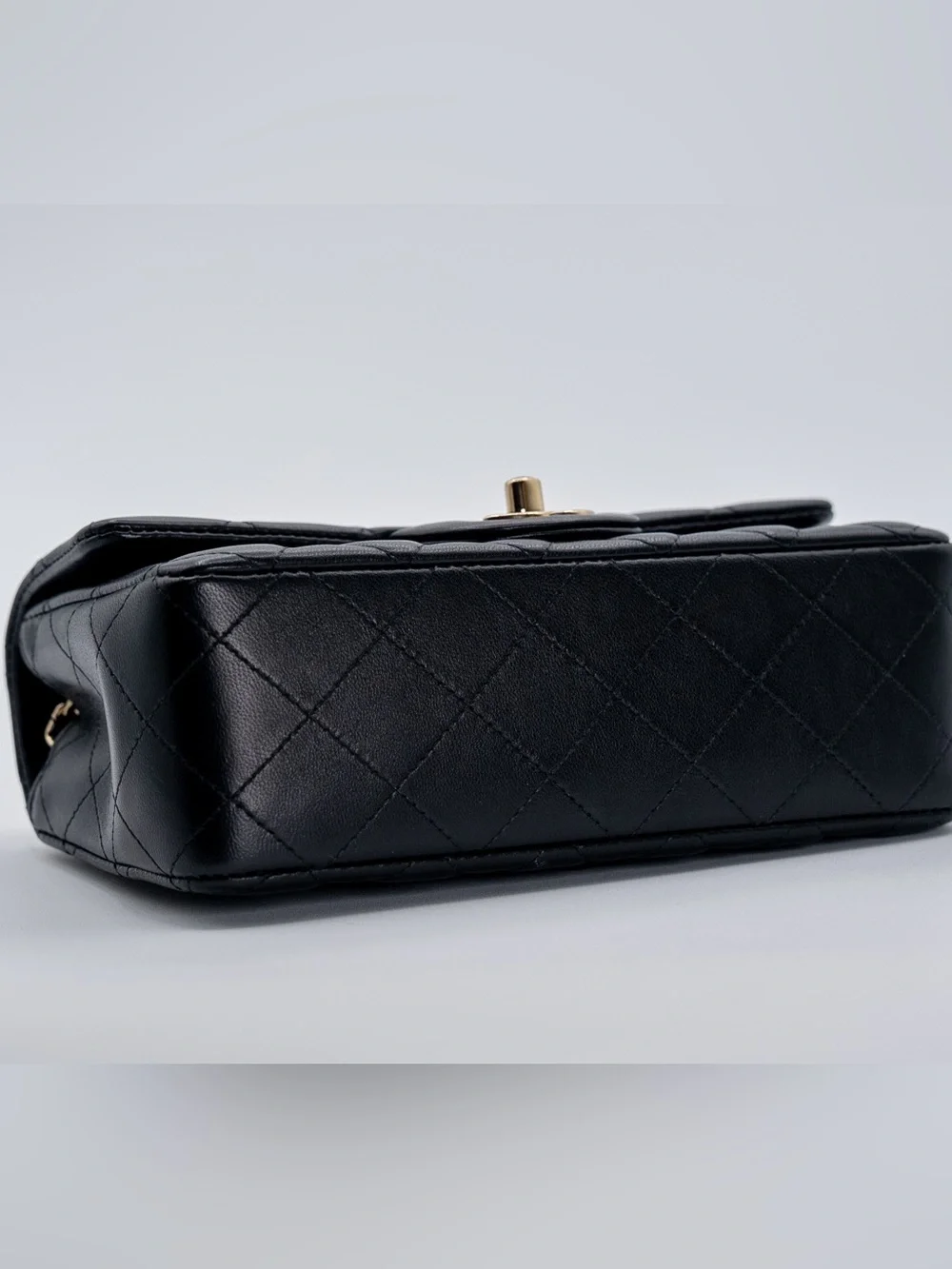CHANEL Lambskin Quilted Mini Rectangular Flap Black